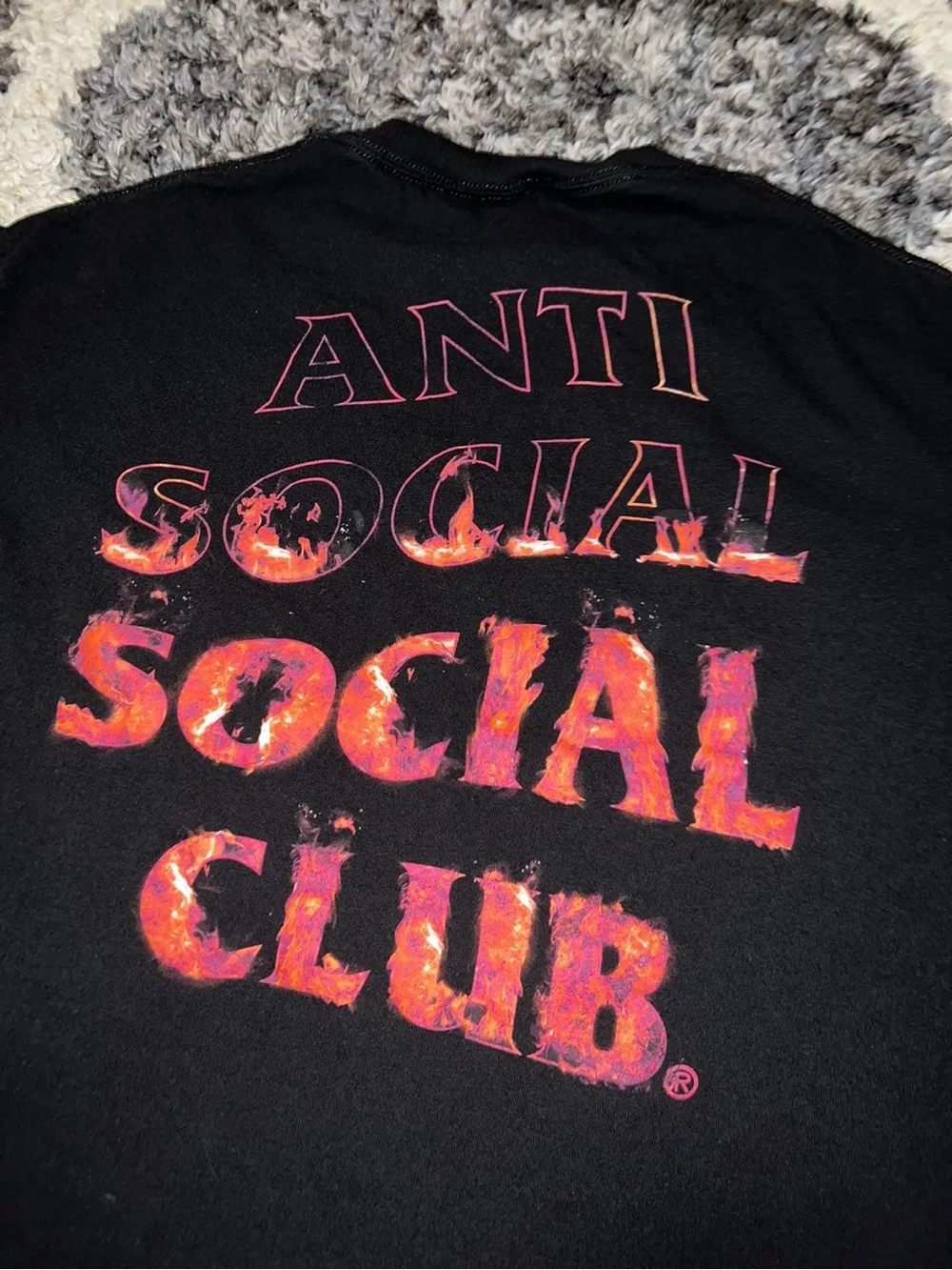 Anti Social Social Club Black/Pink Flames Short Sleeve Tee Size Medium - Picture 3 of 4